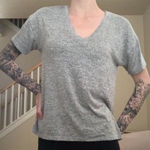 Meshed Gray V Neck  Tee